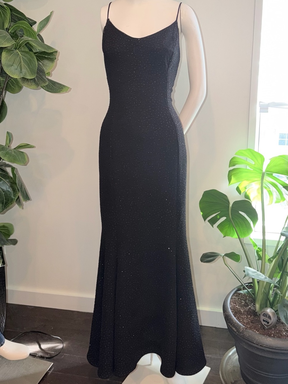 Black Sparkle Strapless Slip Gown